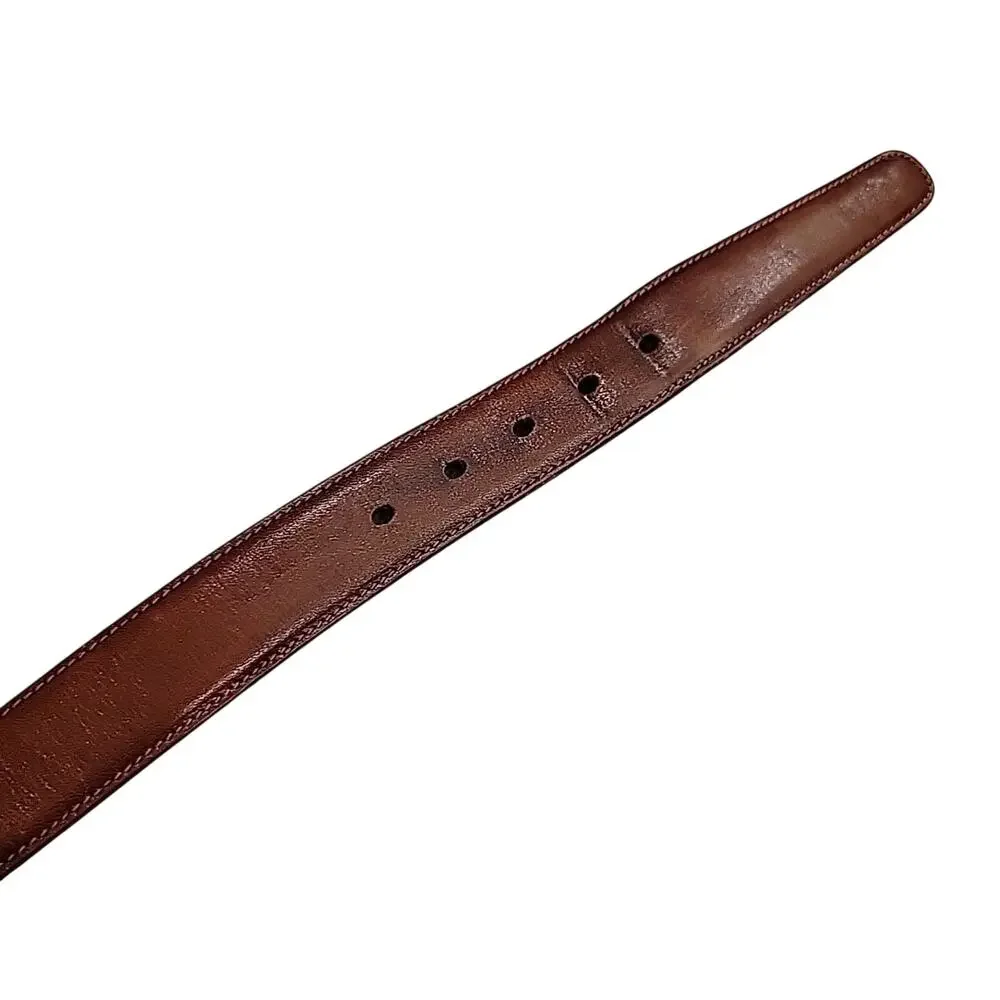 Trafalgar Men's Belt Sz 38 Brown Leather Dress Golden Brass buckle Cognac Honey